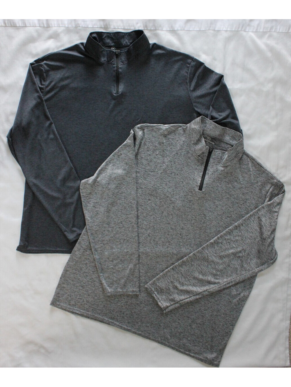 Real Essentials Mens 1/4 Zip Pullover Shirts Gray, Charcoal XL Set of 2